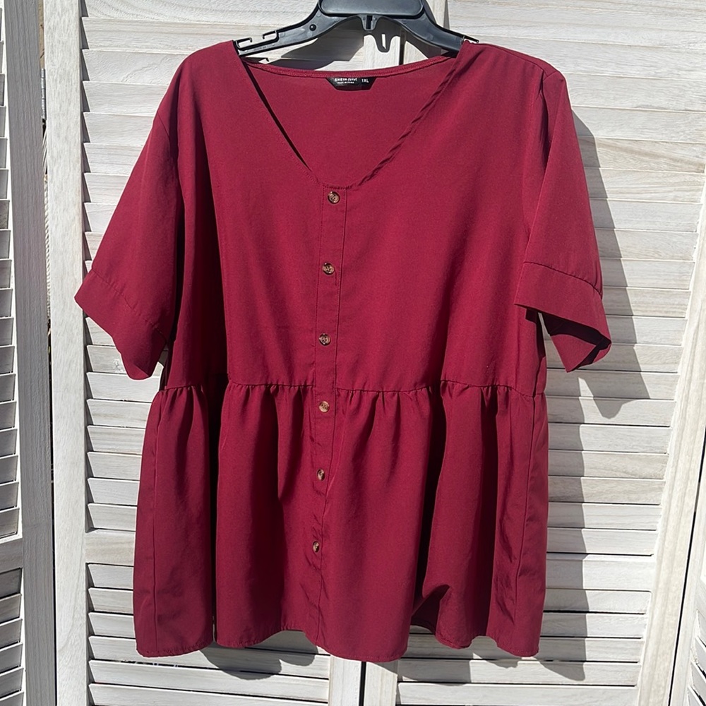 Burgundy shein blouse